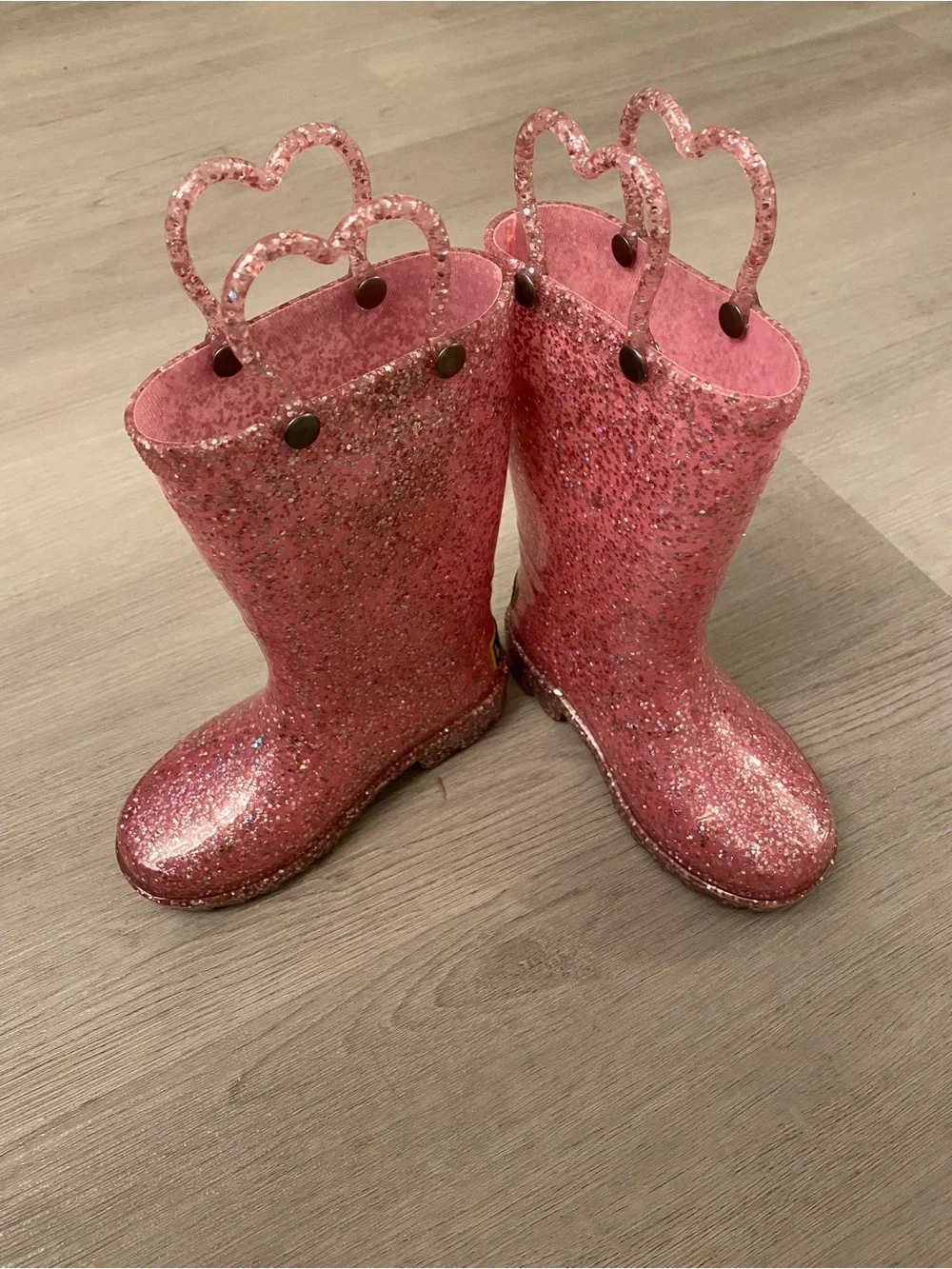 Western Chief Kids Glitter Pink Rain Boots with Pull Handles